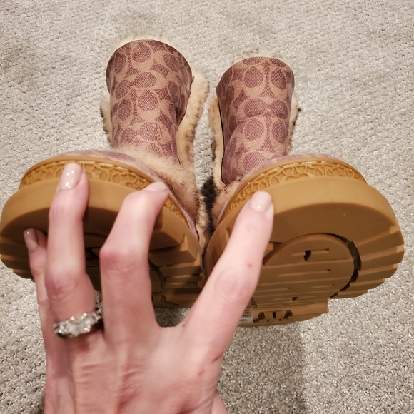 Coach Folded Stone Shearling Bootie Shoes - Women's Boots - Picture 6 of 9